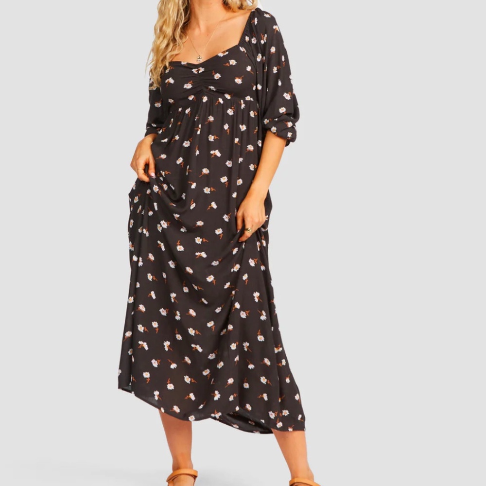 Billabong Swept Away Midi Dress Off Black